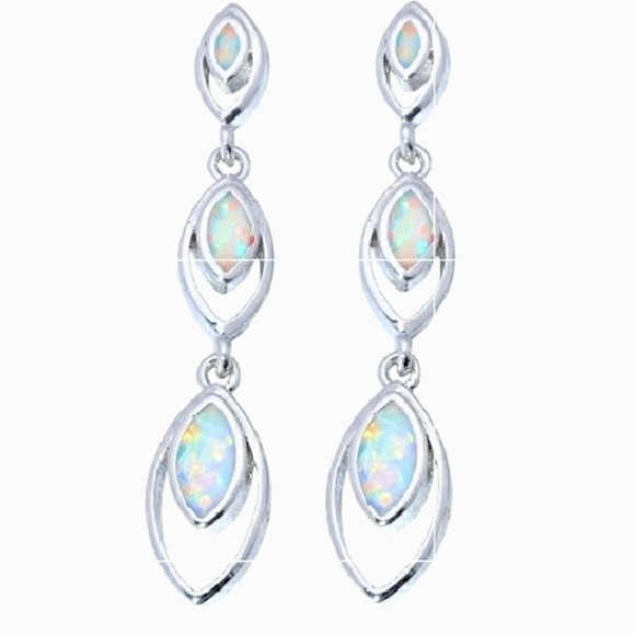 WHITE FIRE OPAL EARRINGS! - Picture 1 of 5